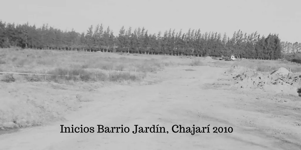 Vista aerea del inicio de obras en Barrio Jardin, año 2010