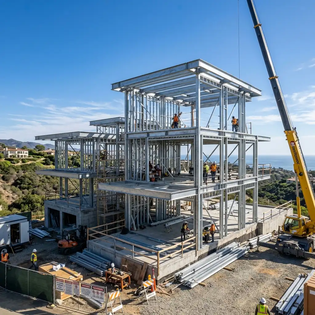 Estructura de Steel Frame con perfiles de acero galvanizado