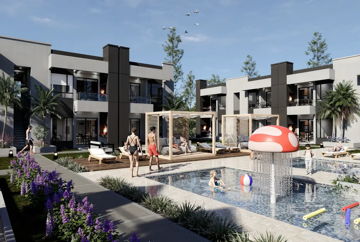 Piscina y solárium en Bella Terme — departamentos en venta con financiación en Termas Chajarí