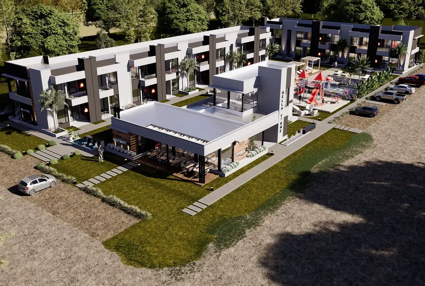 Bella Terme — vista aérea del complejo, departamentos en venta con financiación Termas Chajarí