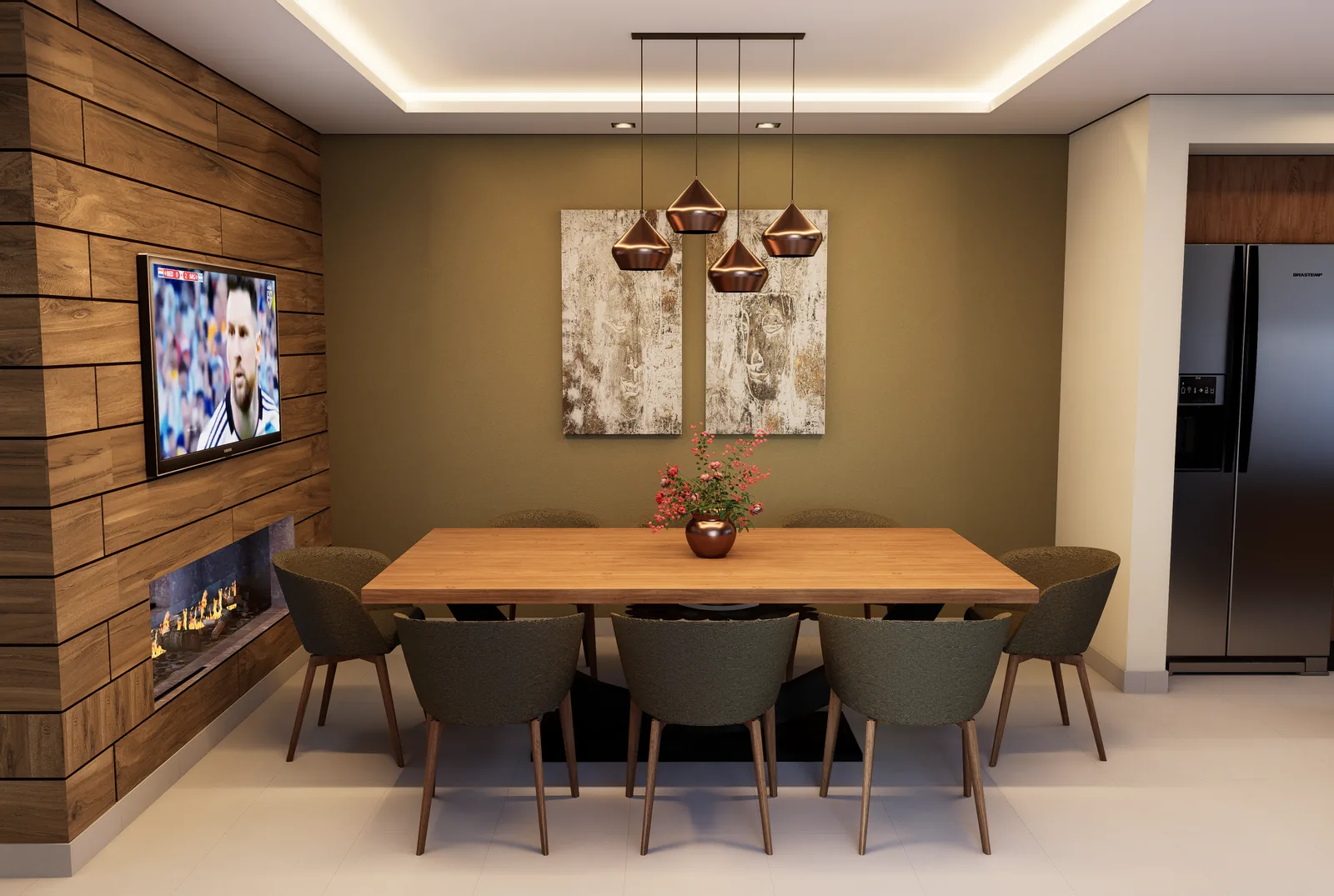 Comedor y living de casa PRAGA en Chajarí — ambientes integrados con terminaciones premium